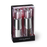Acryl-Edelstahl-Mühle BOBBI im Geschenkset, 18,5 cm hoch, von Cole & Mason, stilvolle Gewürzmühle für Salz und Pfeffer