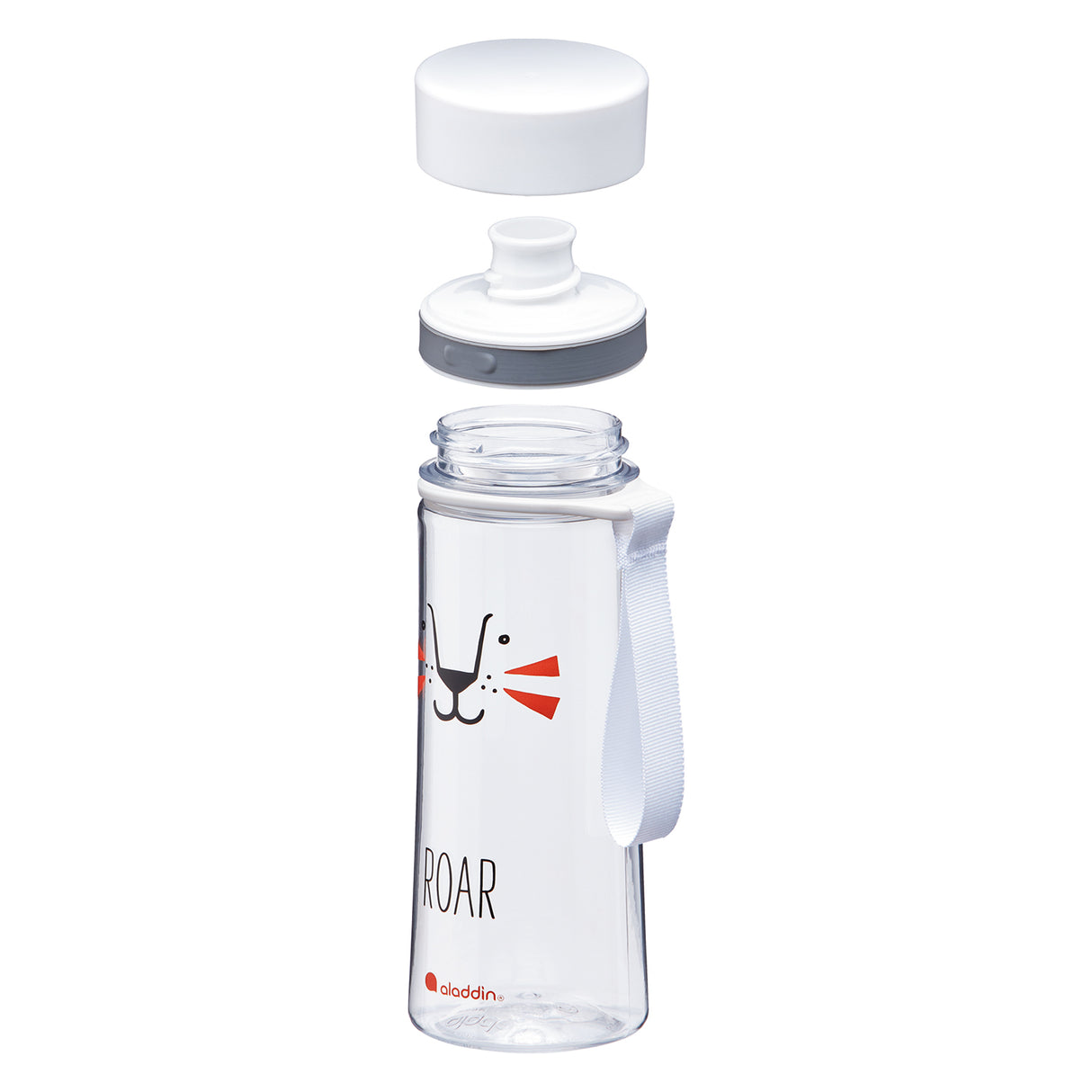 Kindertrinkflasche von ALADDIN mit Tiermotiv, 350 ml, aus Kunststoff, in zwei Varianten, kindgerechtes Design, bunte Tiermotive