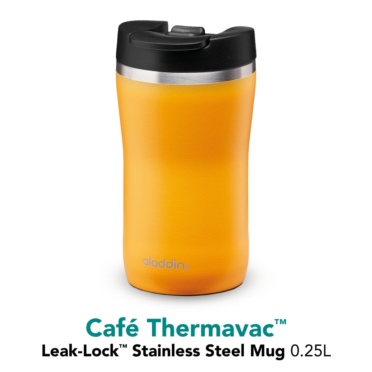 Aladdin Sonnen-Gelber Thermobecher, Edelstahl, 0,25L, mit Leak-Lock Verschluss, ideal für unterwegs, 4260293170002