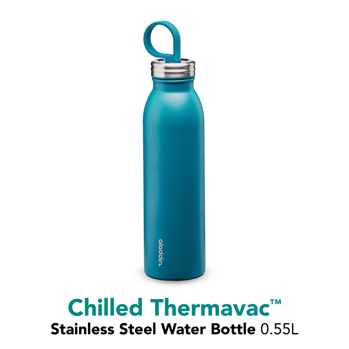 Aladdin Chilled Isolierflasche in Petrol-Blau aus Edelstahl, 550 ml, für kalte Getränke, wasserfest und langlebig