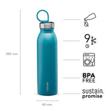 Aladdin Chilled Isolierflasche aus Edelstahl, 550 ml, petrolblau, wasserfest und isolierend für kalte Getränke