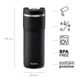 Aladdin Barista Thermobecher in Lava-Schwarz, Edelstahl, mit Leak-Lock-Verschluss, in 0,47L, 0,65L oder 0,75L Größe.