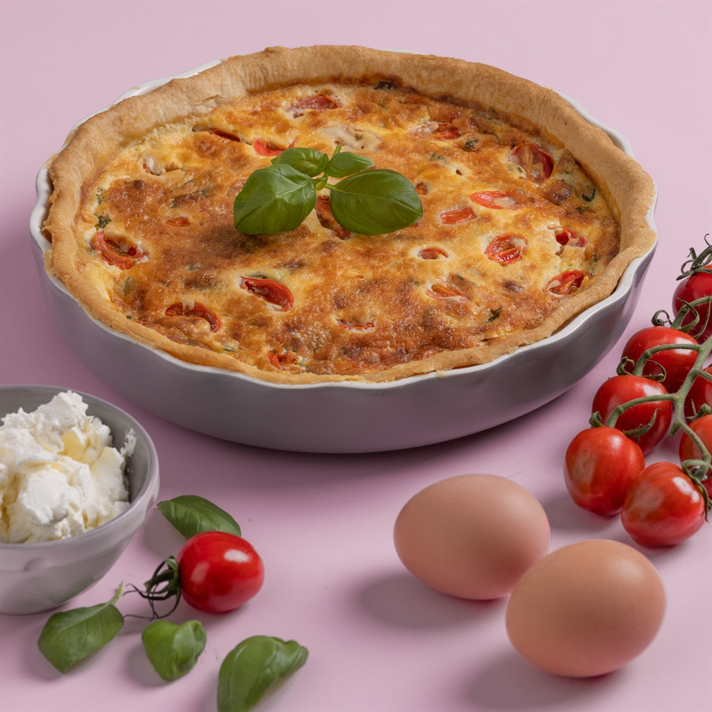 Mason Cash Quiche-Backform aus Keramik, 24 cm, mit buntem Dekor, ideal für Ofen und Backen von Quiches.