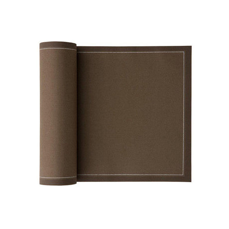 Taupe Servietten und Tischset von MY DRAP, elegante Tischdekoration, vier Varianten, detailreiche Textur und hochwertiges Material.