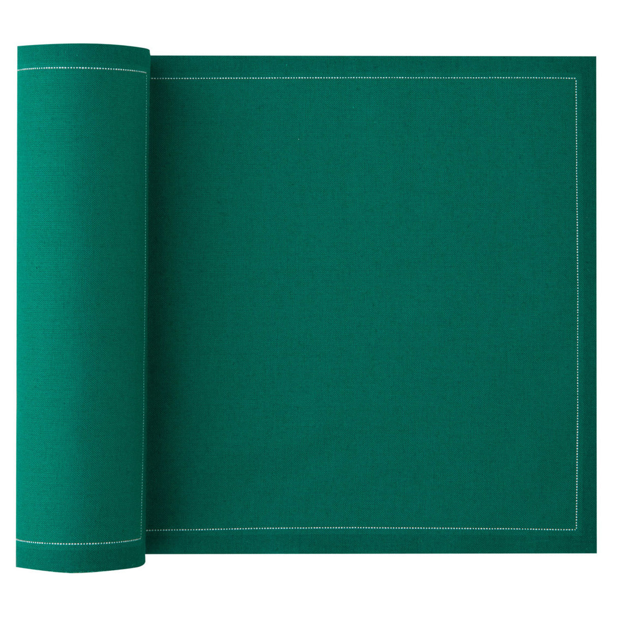 Servietten und Tischset in Caribbean Green von MY DRAP, vier Varianten, mit grüner, tropischer Musterung auf Baumwollstoff.