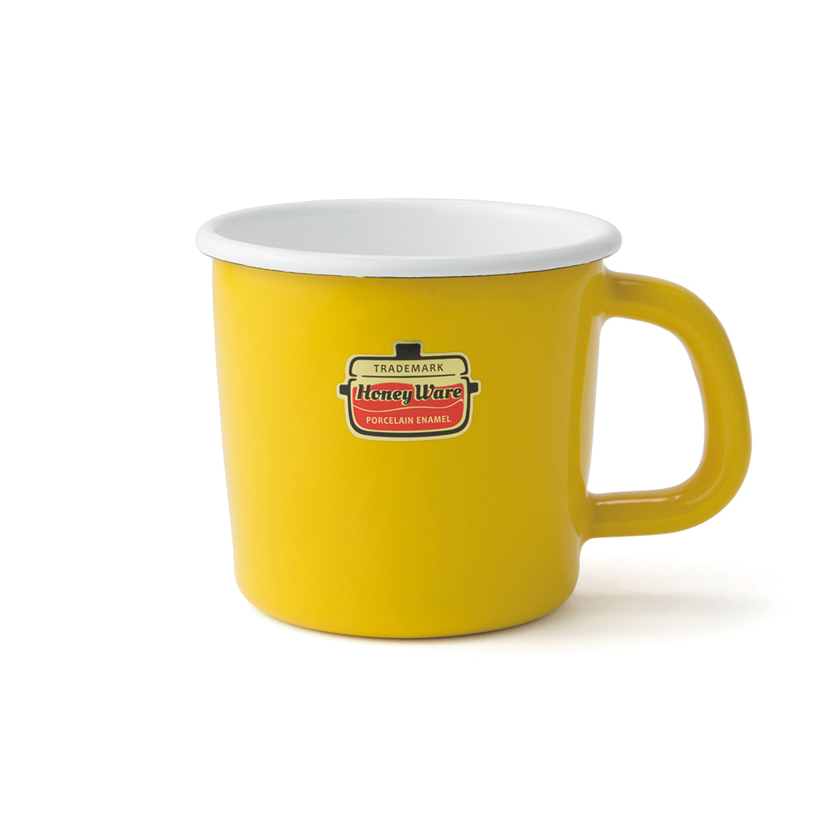 Gelbe Emaille Kaffee- und Campingtasse von HoneyWare, robuste Tasse für Camping und Outdoor-Aktivitäten