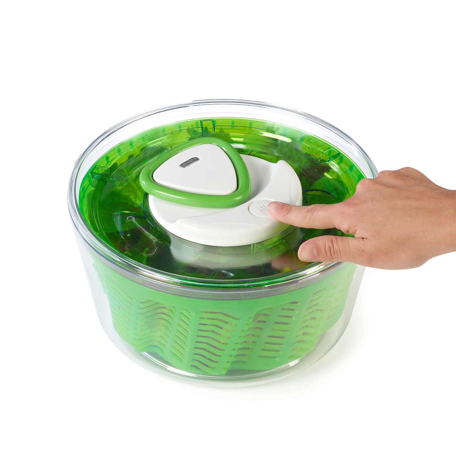Grüne Zyliss Easy Spin 2 Salatschleuder mit Handkurbel und Druckknopf, 20 cm Durchmesser für frischen Salat